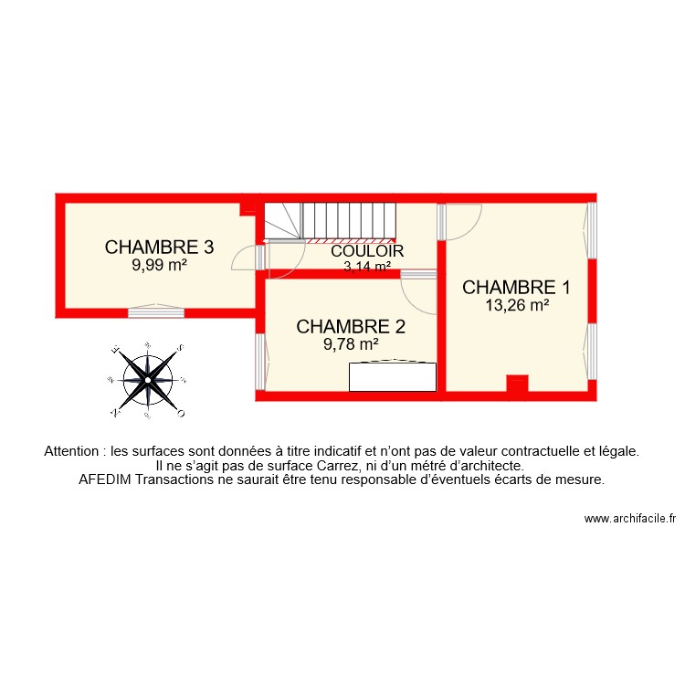 BI 7951 ETAGE . Plan de 7 pièces et 39 m2