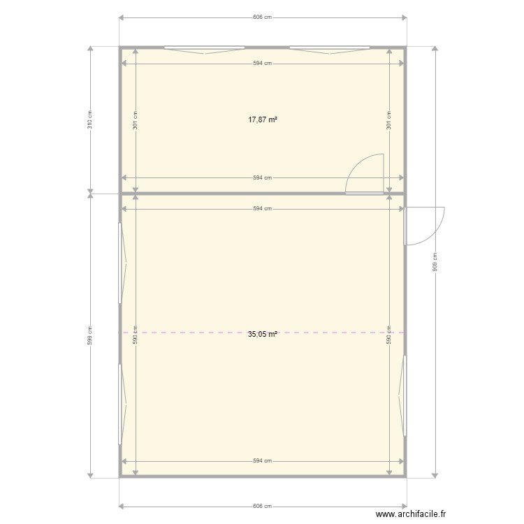 tibi couillet. Plan de 2 pièces et 53 m2