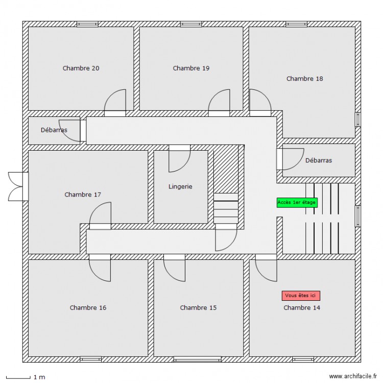 Auberge - 2e etage - Chambre 14. Plan de 0 pièce et 0 m2