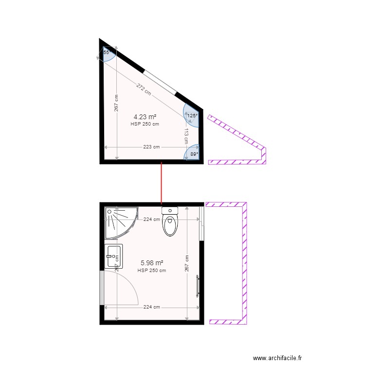 GAUCHET  SDB  ETAGE OPTION 2. Plan de 0 pièce et 0 m2