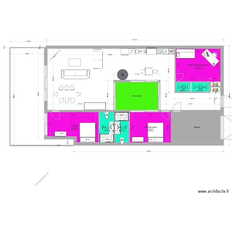 maison patio version 2 dg. Plan de 0 pièce et 0 m2