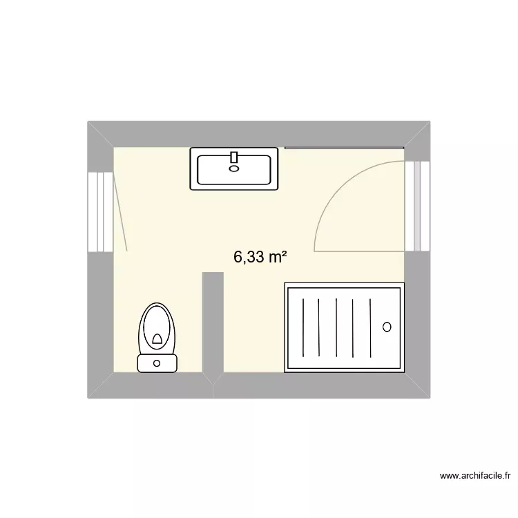 SdB. Plan de 1 Pièce et 6 m²