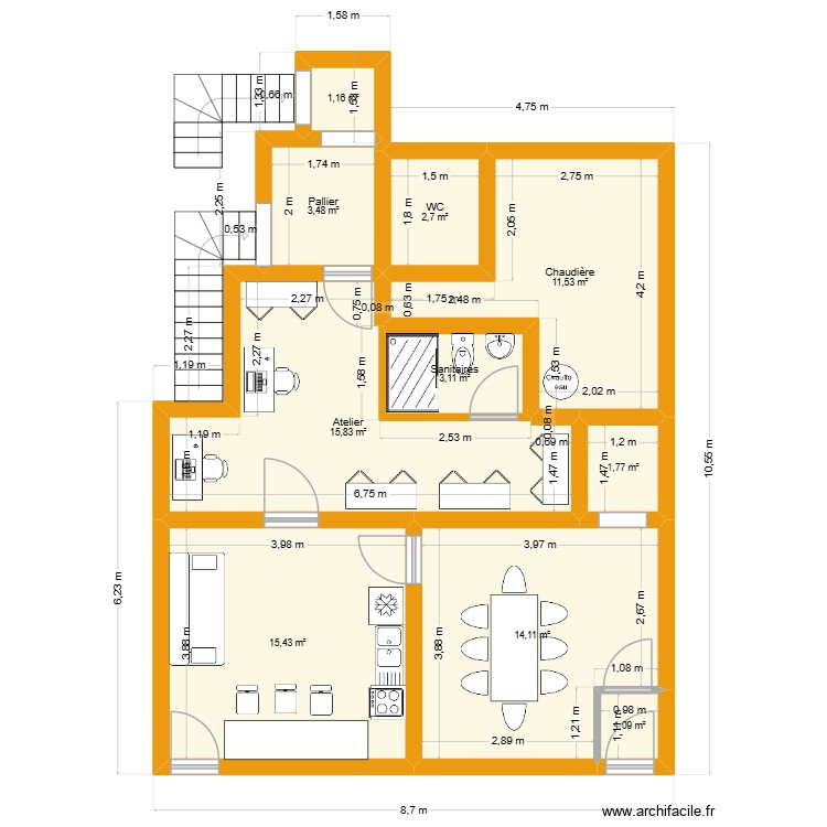 Appart 1er artisan. Plan de 0 pièce et 0 m2