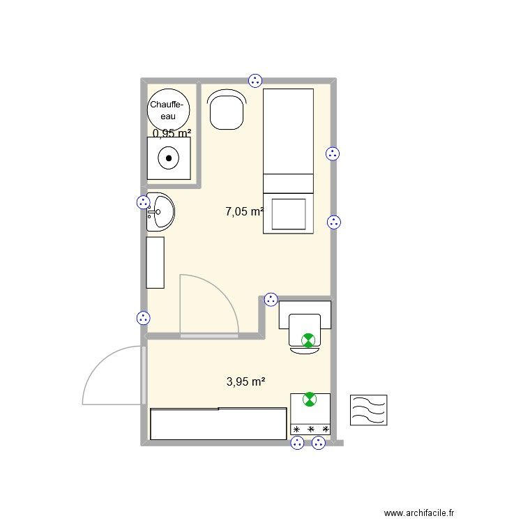 Head Spa / sallede pause. Plan de 3 pièces et 12 m2
