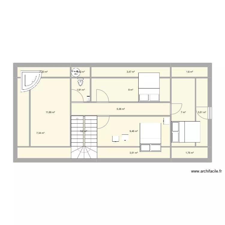amenagement &eacute;tage. Plan de 15  et 71 m²