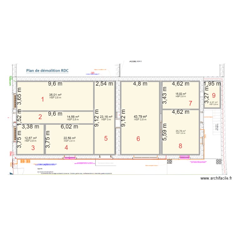 leclos drc. Plan de 9 pièces et 200 m2