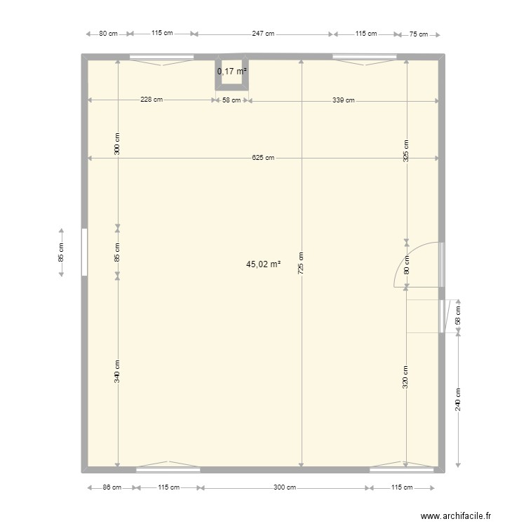 3 Mélèzes. Plan de 2 pièces et 45 m2