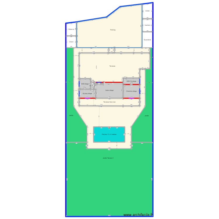A LG 81 avec 1er étage. Plan de 60 pièces et 5407 m2