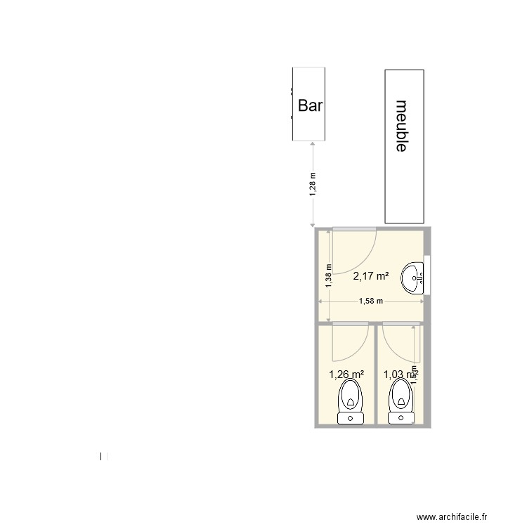  SANITAIRES EXISTANTS 1. Plan de 0 pièce et 0 m2