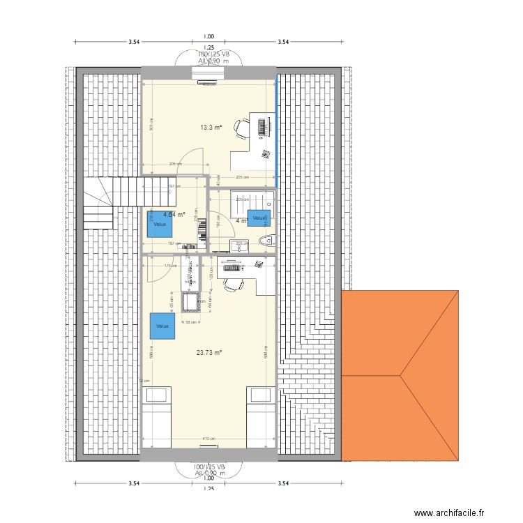 etage maison V2. Plan de 0 pièce et 0 m2