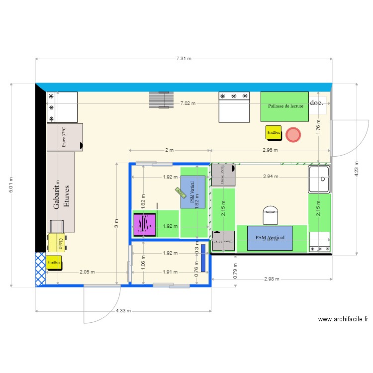 labo PCR general finalisé. Plan de 0 pièce et 0 m2