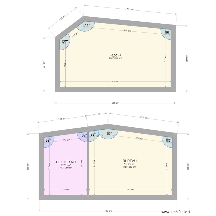 NASSIET COUPE. Plan de 3 pièces et 43 m2