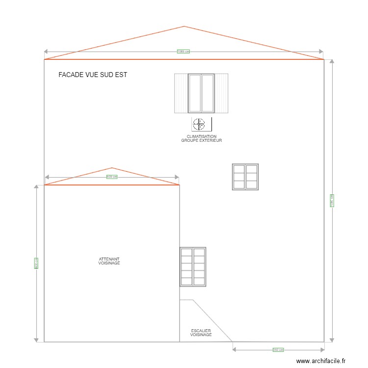 Facade SE ND. Plan de 0 pièce et 0 m2