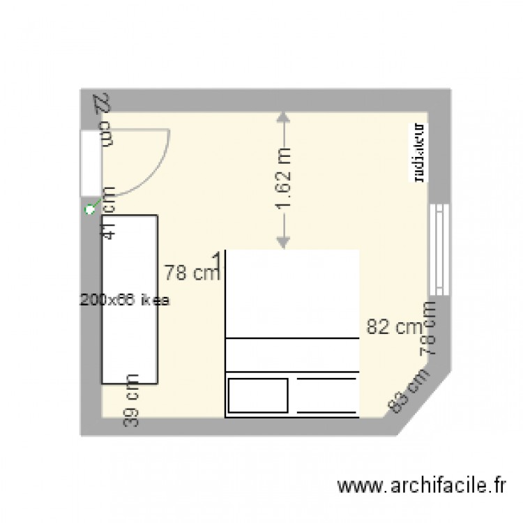 chambre 1 lit 160 x 200 avec armoire ikea version 5 . Plan de 0 pièce et 0 m2