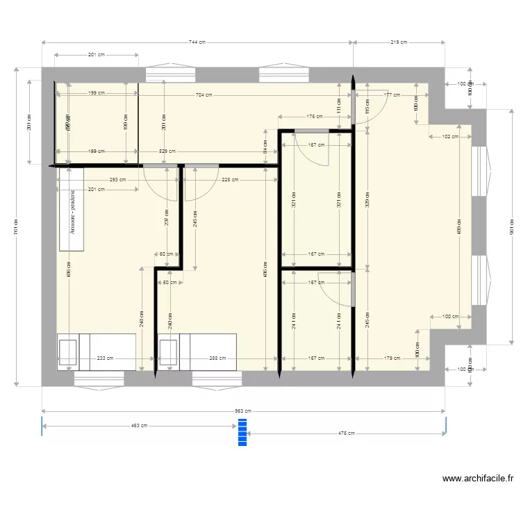 maison along&eacute;e St Germain. Plan de 