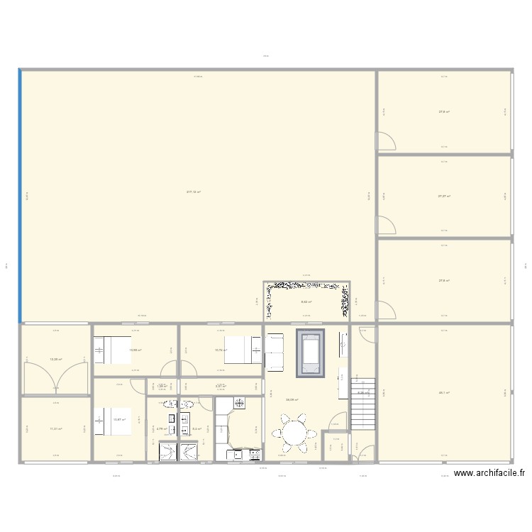 kestia rdc AVEC APPART. Plan de 17 pièces et 470 m2