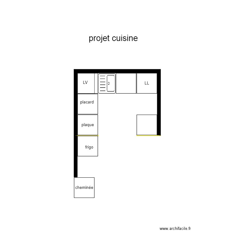 projet cuisine. Plan de 0 pièce et 0 m2