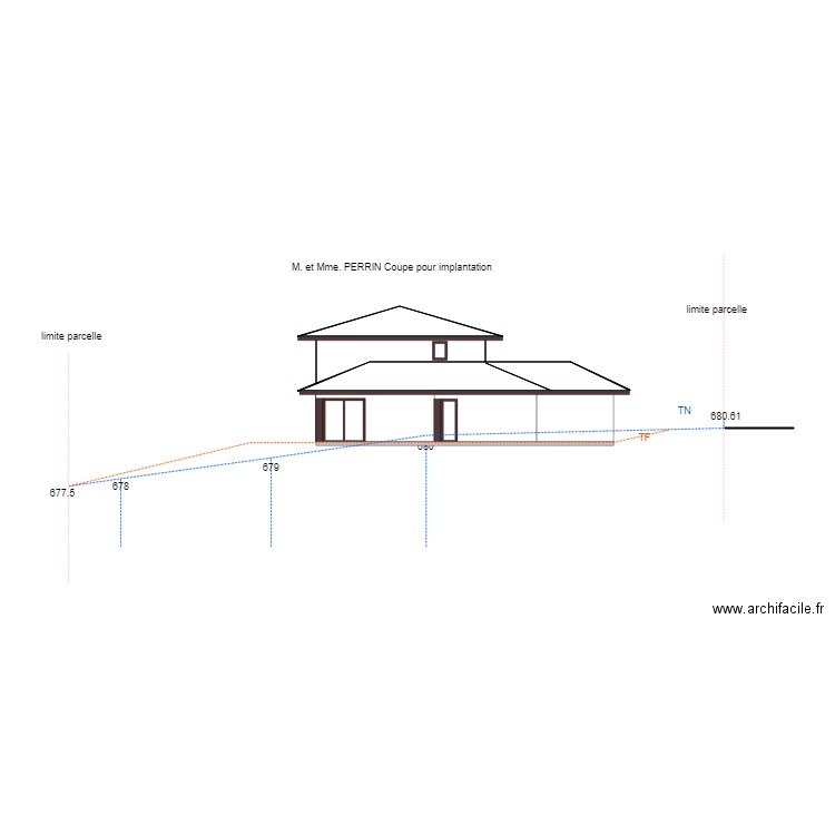 coupe terrain perin. Plan de 0 pièce et 0 m2