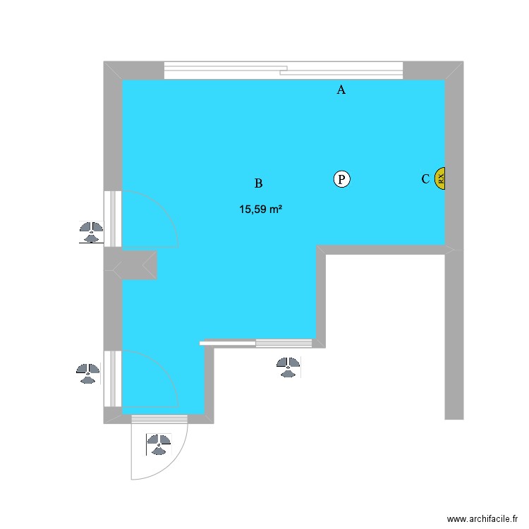 dr ELIA. Plan de 1 pièce et 16 m2