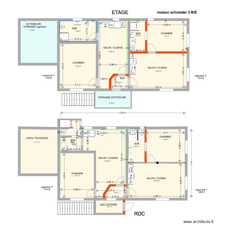 maison SCHNEIDER bis 3 . Plan de 27 pièces et 203 m2