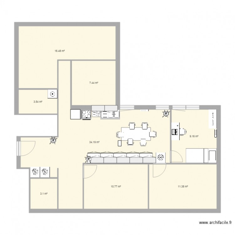 Plan Evry 1 après travaux. Plan de 0 pièce et 0 m2