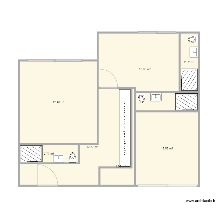 plan gasgogne rdc tracer avec sdb. Plan de 0 pièce et 0 m2