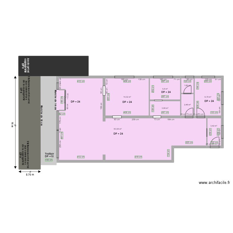 COCCIMARKET AVANT TRAVAUX. Plan de 12 pièces et 141 m2