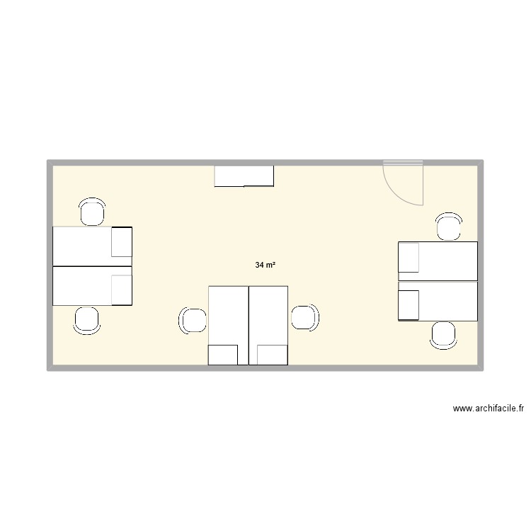 Quatuor-Collèges. Plan de 1 pièce et 34 m2