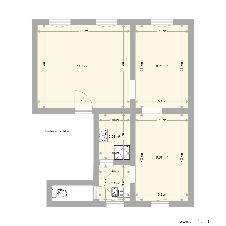 Branche 1 er etage F3. Plan de 0 pièce et 0 m2