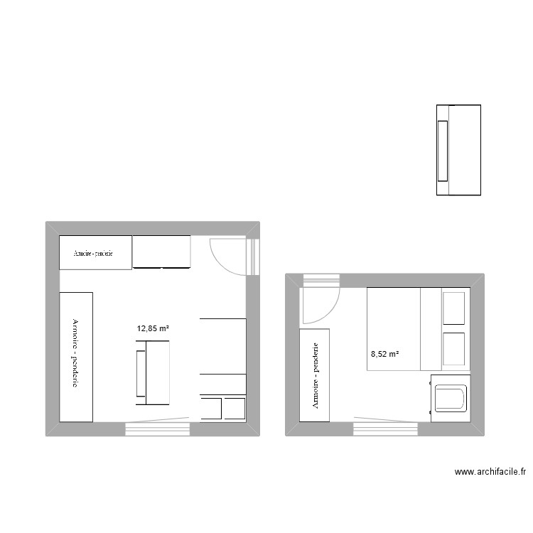 Seb. Plan de 2 pièces et 21 m2