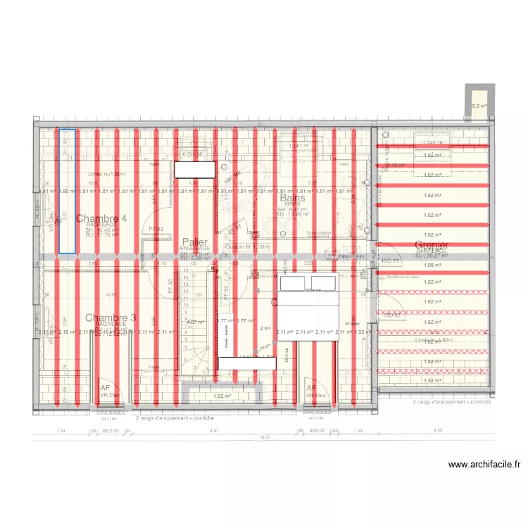 Plan poutrelles hourdis plancher Etage. Plan de 