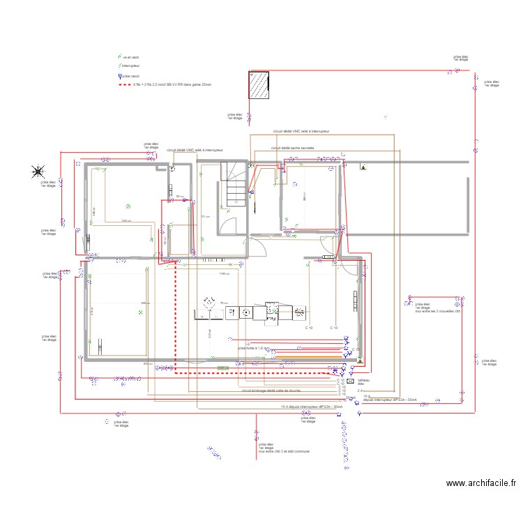 APRES rdc maison Thomery 2 sdd circuit élect. Plan de 0 pièce et 0 m2