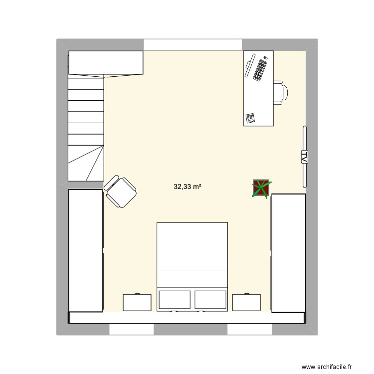Appart1030 - Etage2. Plan de 1 pièce et 32 m2