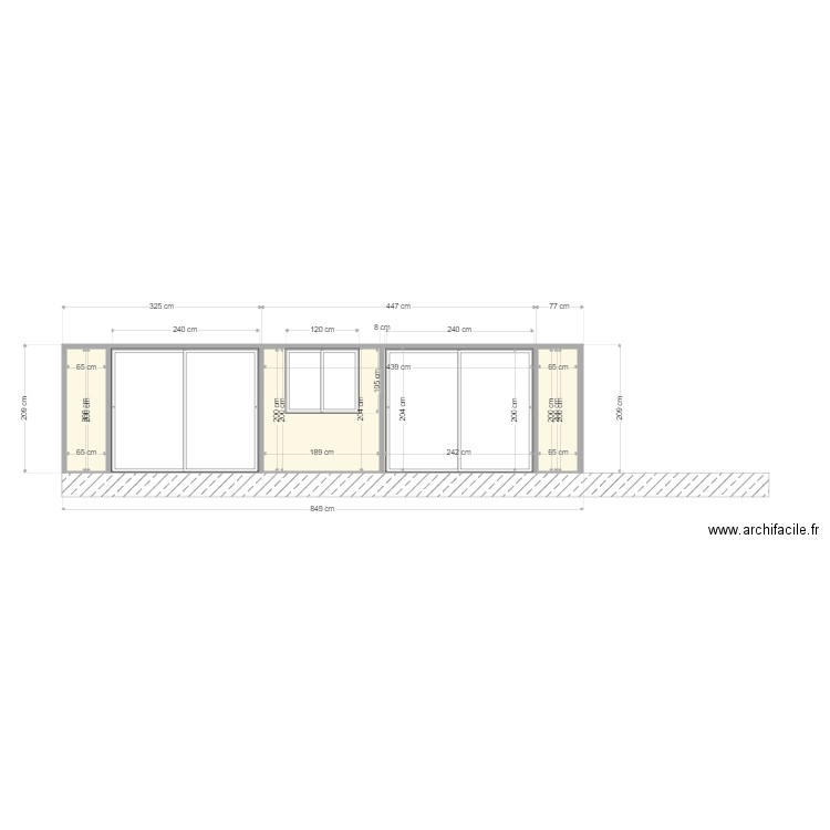 Facade Véranda avec fenêtre. Plan de 0 pièce et 0 m2