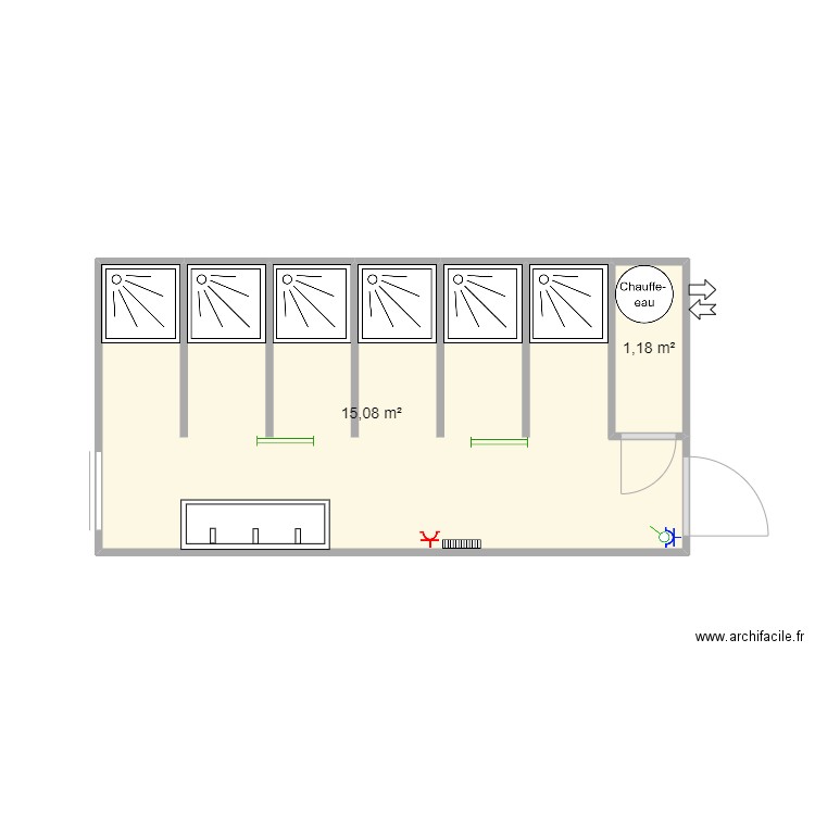 Module 6 Douches. Plan de 0 pièce et 0 m2