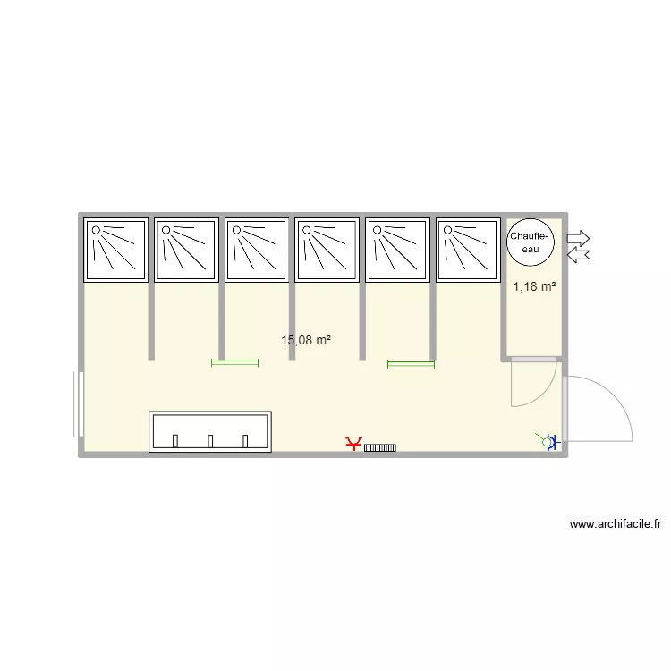 Module 6 Douches. Plan de 