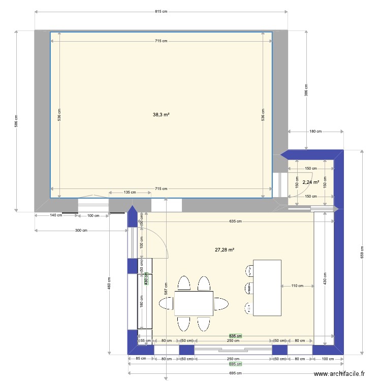 facade 4. Plan de 3 pièces et 68 m2