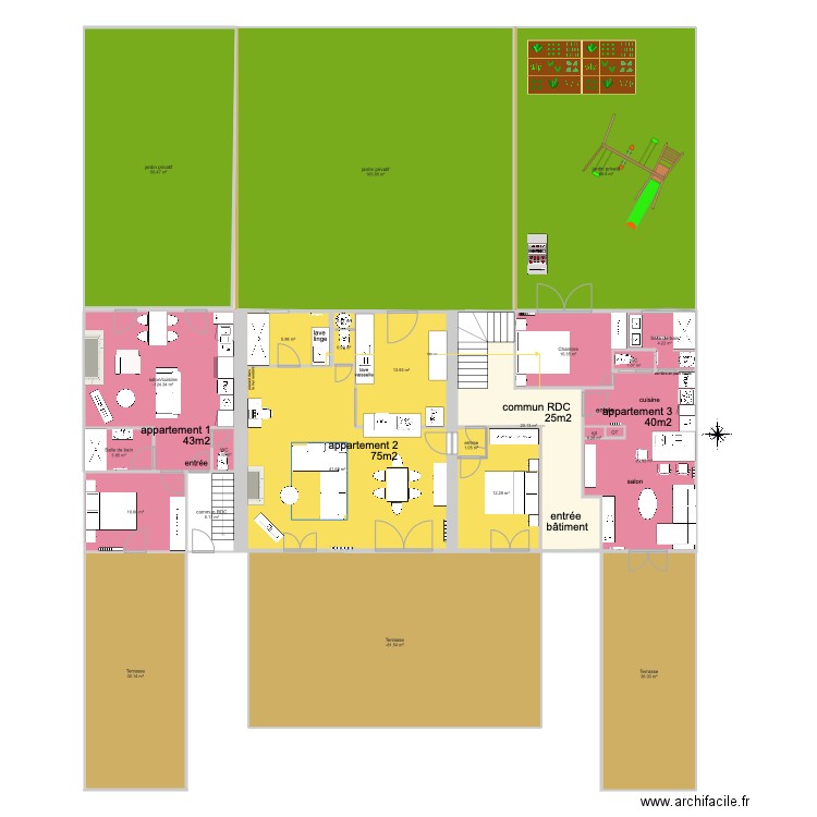 40 m2 barthes. Plan de 0 pièce et 0 m2