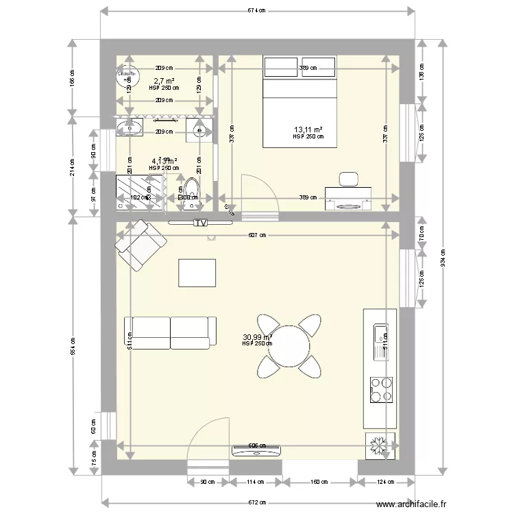 studio studio 51 m2. Plan de 