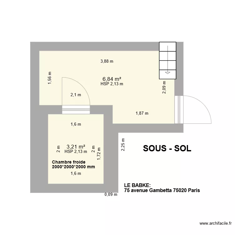 le babke sous sol. Plan de 