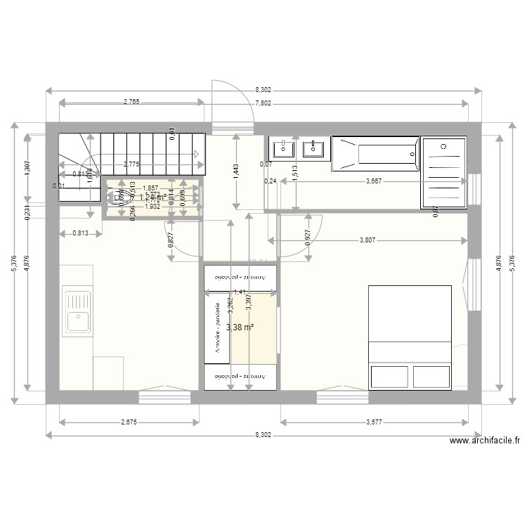 VILLA 80M2 R1  idée 2 chambres . Plan de 0 pièce et 0 m2