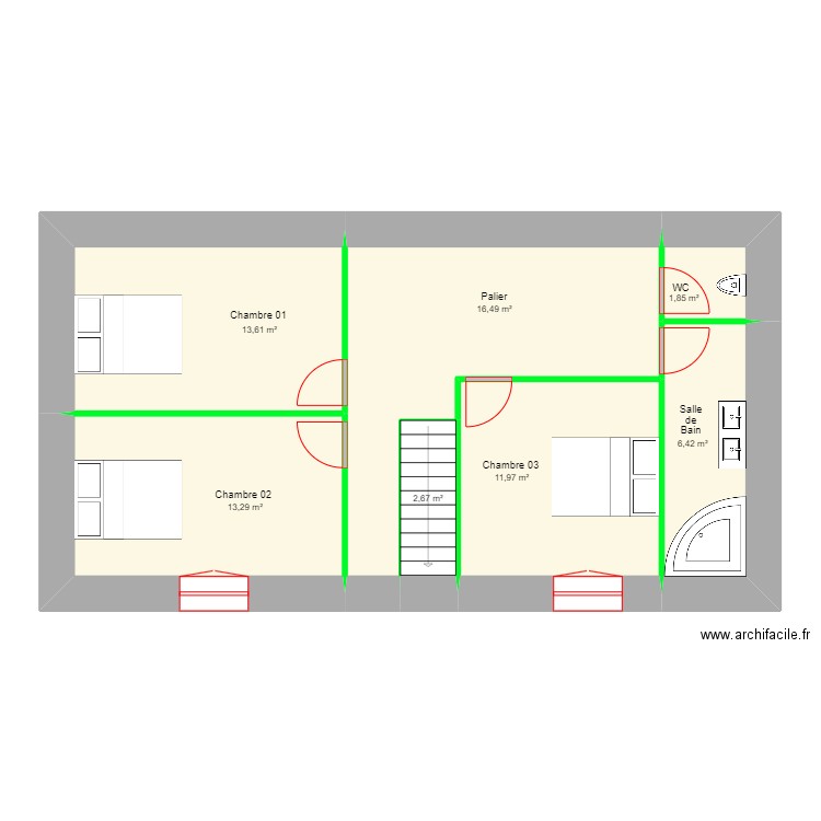 LEPAUVRE Pierre Maison Parigné Original 1er étage. Plan de 0 pièce et 0 m2