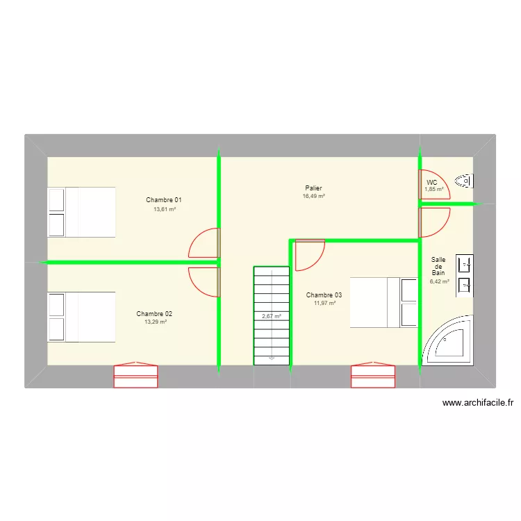 LEPAUVRE Pierre Maison Parigné Original 1er étage. Plan de LEPAUVRE Pierre Maison Parigné Original 1er étage. Plan de