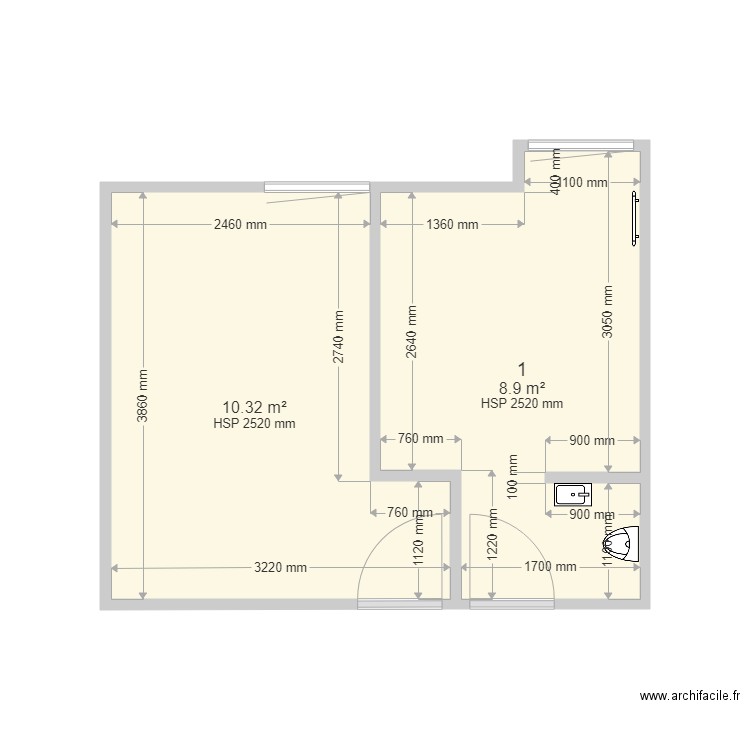 sldb rdc cote mur. Plan de 0 pièce et 0 m2