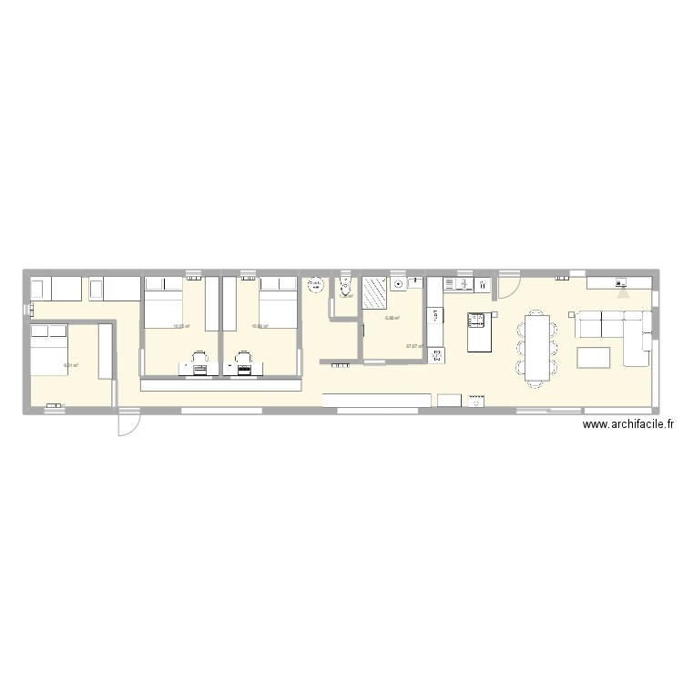 longere. Plan de 0 pièce et 0 m2