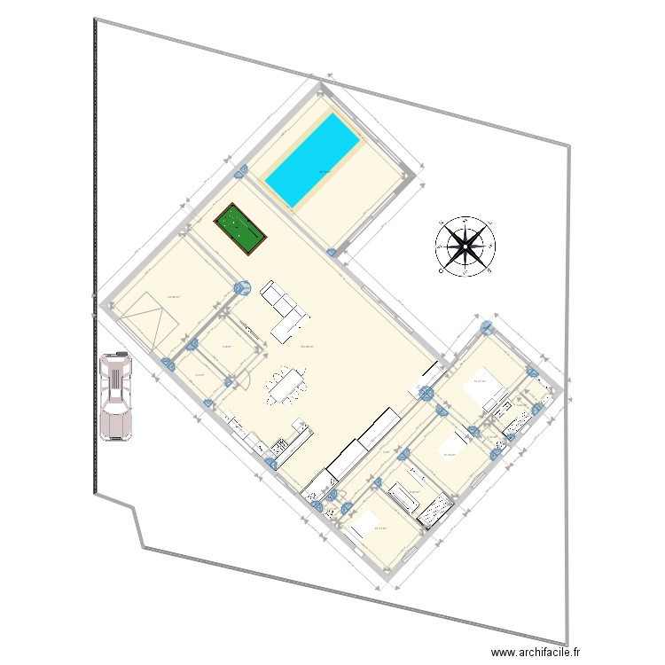 Plan St Jean 2. Plan de 13 pièces et 255 m2