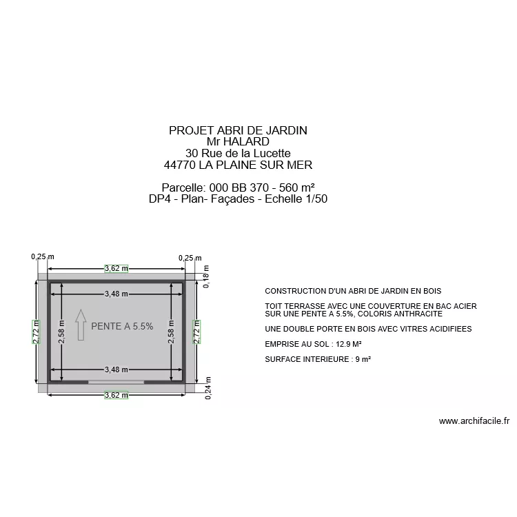 HALARD DP4 2/2. Plan de 