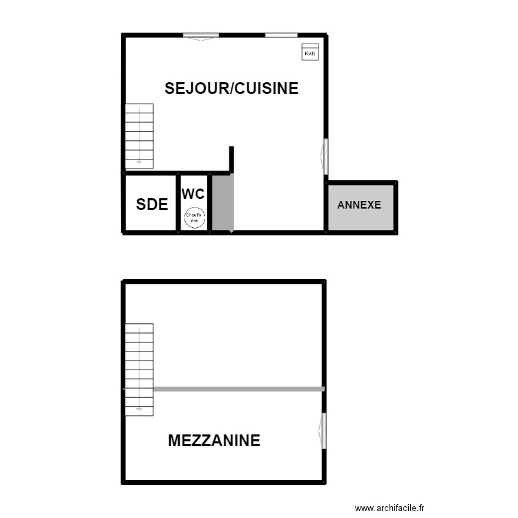 LEBODIC. Plan de 3 pièces et 5 m2