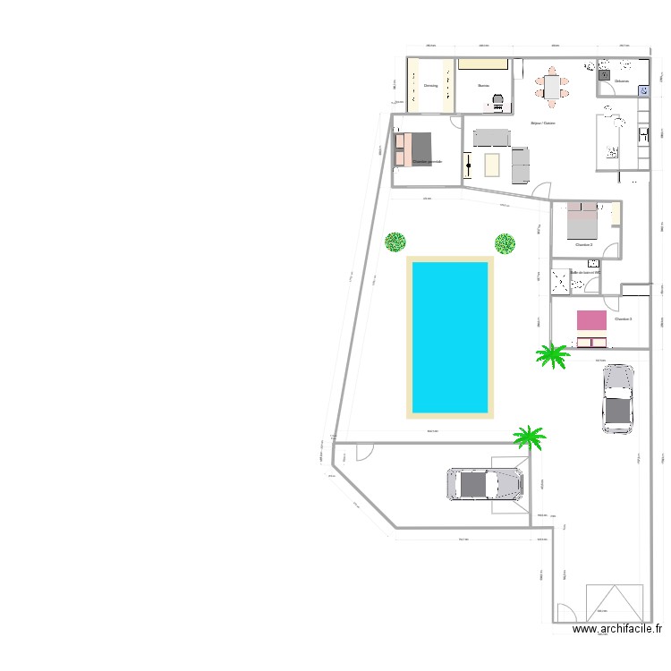 Plan 1. Plan de 9 pièces et 174 m2