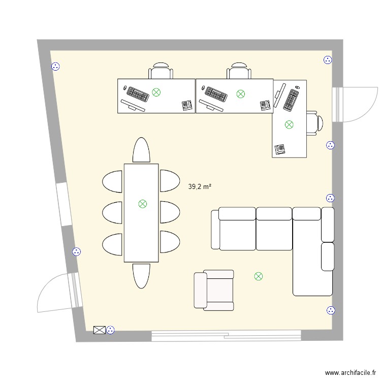 annexe Guoui. Plan de 1 pièce et 39 m2